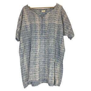 World Market Blue 100% Cotton Swim Cover Up One Size Boho Bohemian Top Blouse